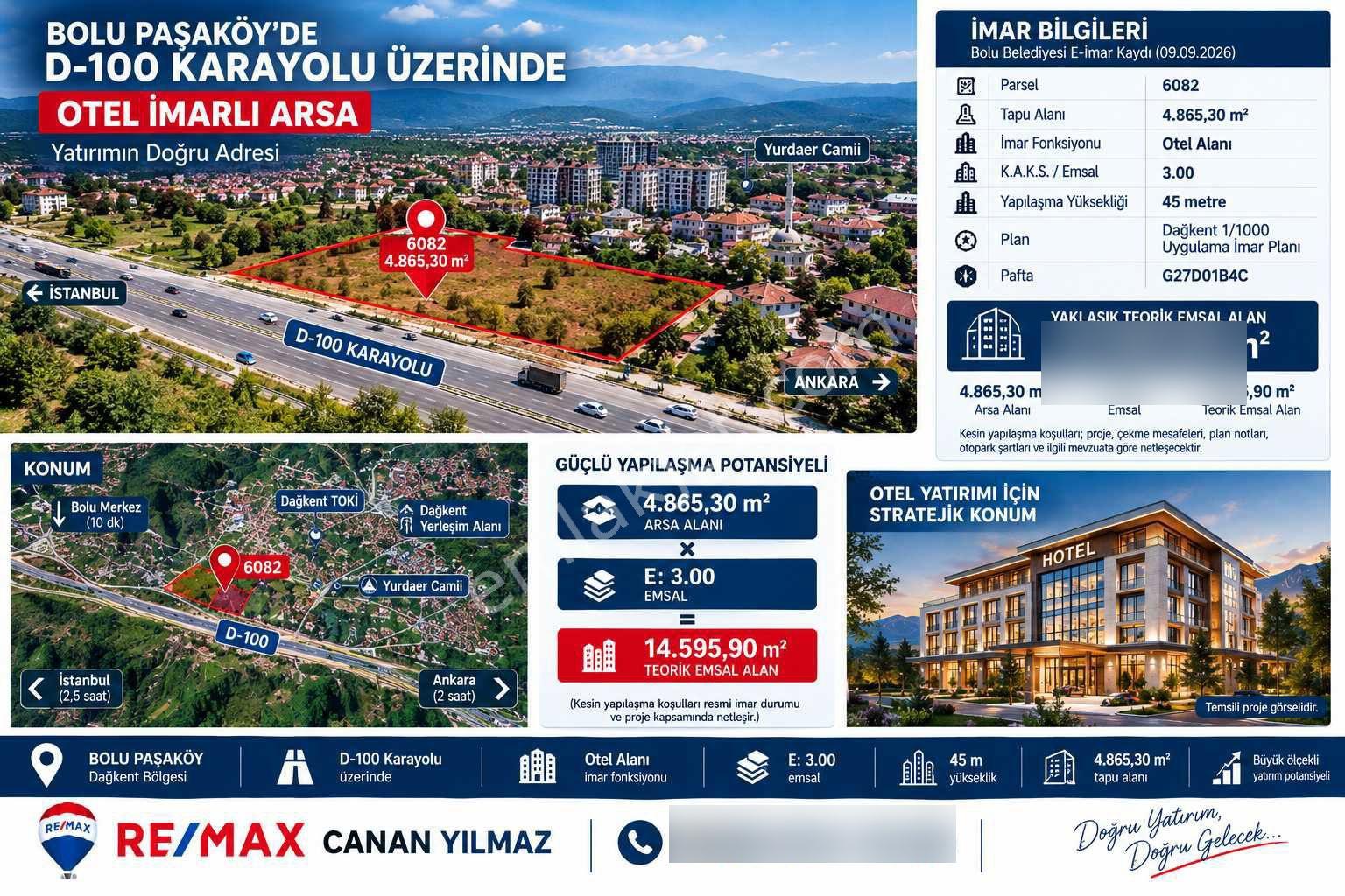 Bolu Paşaköy'de D-100 Üzerinde 4.866 M² Otel İmarlı Arsa | E:3.00 | 45 M — fotoğraf 4