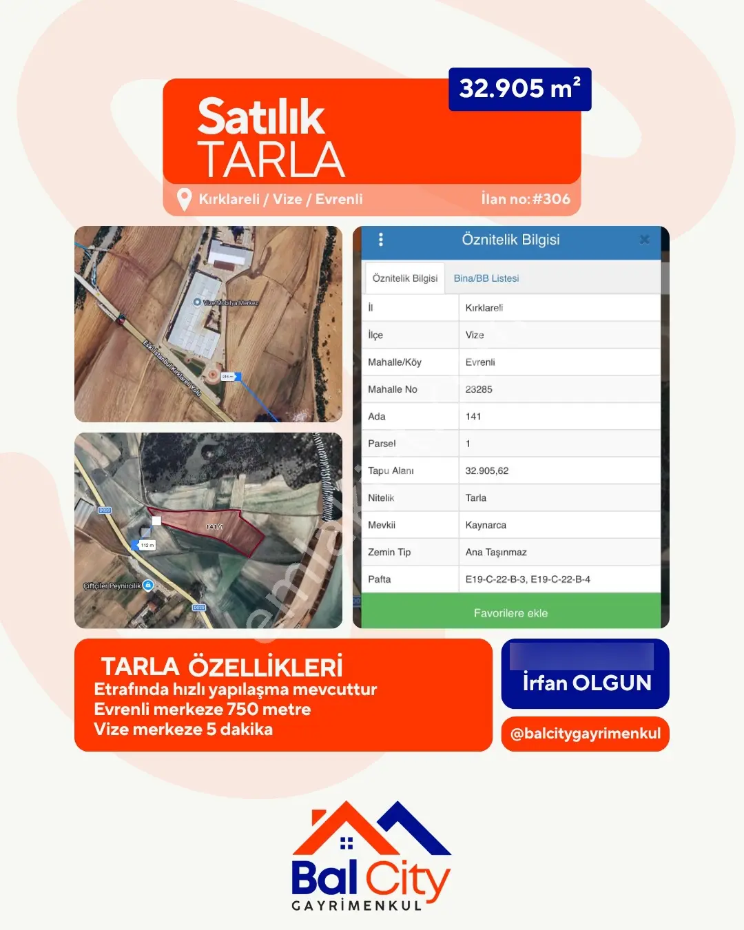 Balcity-Kırklareli Vizede Resmi Yola Cepheli İmar Sınırında