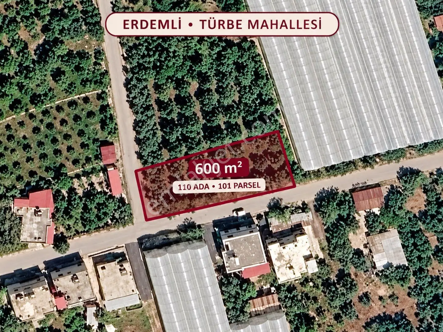 Erdemli Türbe'de Satılık 600m² Köşe Parsel Arsa — fotoğraf 2
