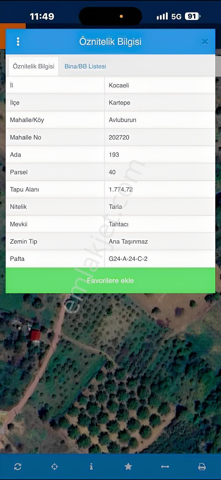 Kartepe Avluburunda 1.774,72 M² Resmi Yollu Satılık Tarla — fotoğraf 3