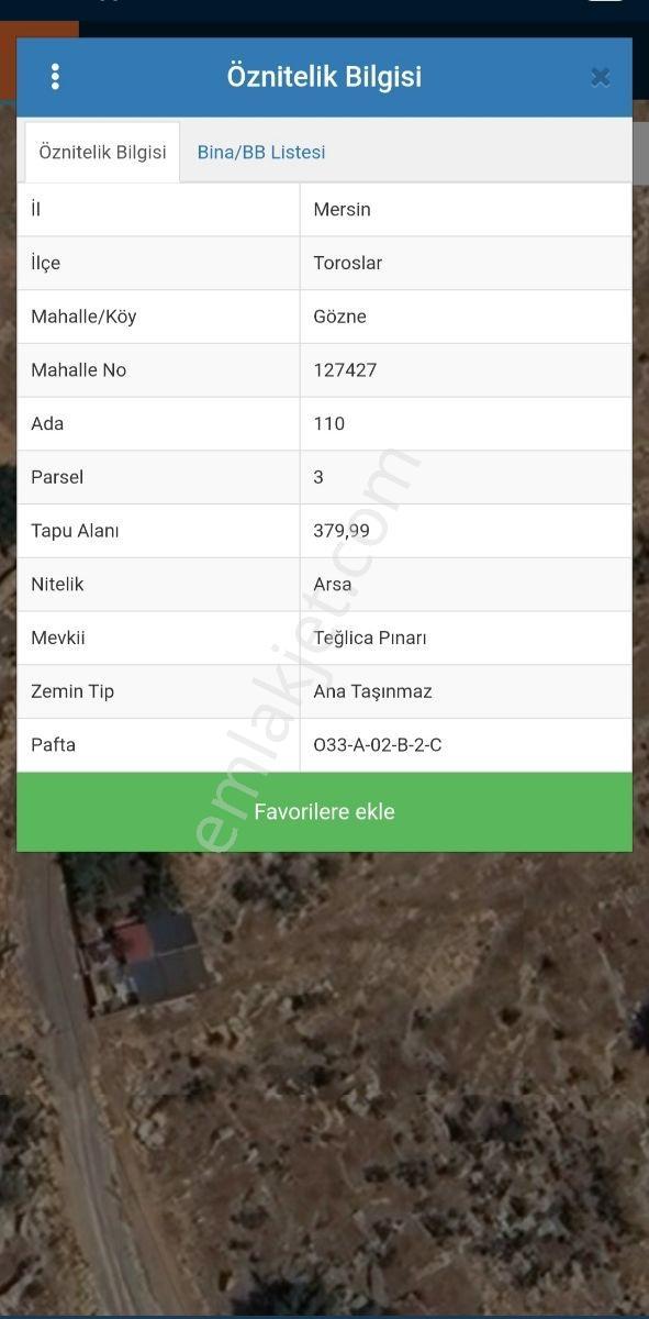 Toroslar Gözne Korum Teglica Pınarın Da 380 M2 İmarlı Arsa — fotoğraf 2