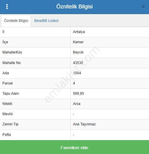 Antalya Kemer Beycik Satılık İmarlı 600 M2 Satılık Arsa — fotoğraf 4