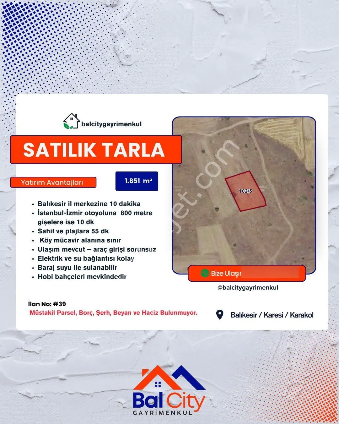 Balcity - Balıkesir Karesi Karakol Mah. Yatırımlık 1.851 M2 Tarla — fotoğraf 8
