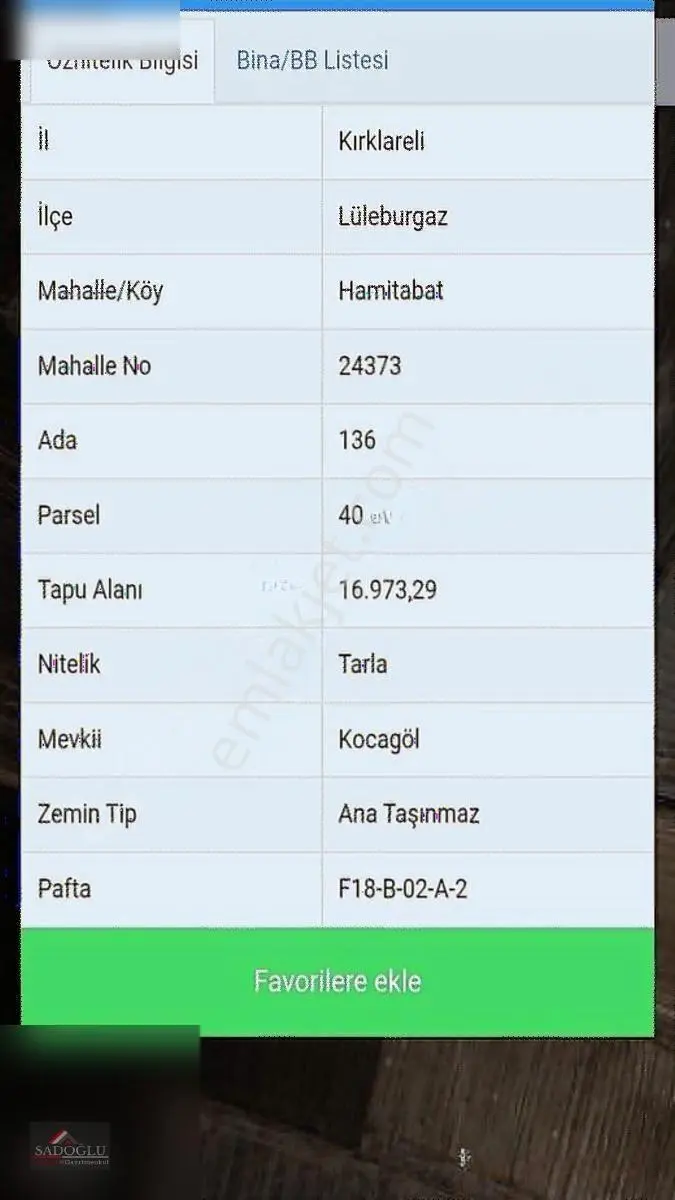 Lüleburgaz Hamıtabat'Ta 16.973 M2 Satılık
