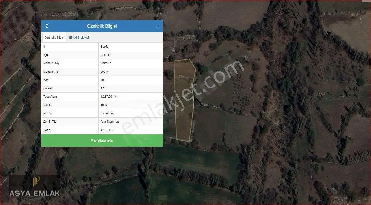 Asya Evim Emlaktan Ağlasun Sakarca Mahallesinde Satılık Arazi — fotoğraf 3