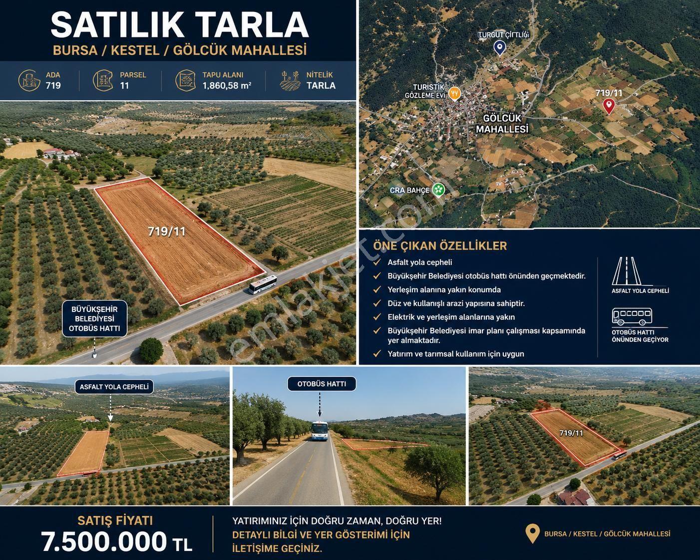 Bursa Yıldırım Kestel Gölcük Mah. 1.860 M2 Elektirik ,suyu Mevcut Olan Asfalt Yola Cepheli — fotoğraf 7