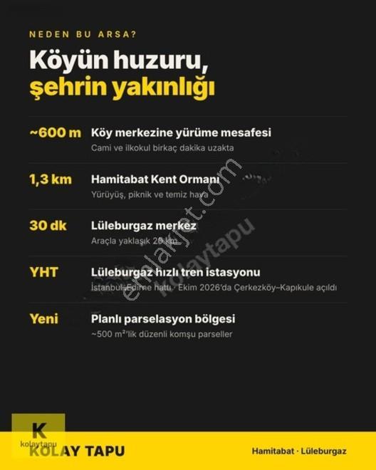 Kolaytapu Lüleburgaz Hamitabat Müstakil 507m² Konut İmarlı Arsa — fotoğraf 9