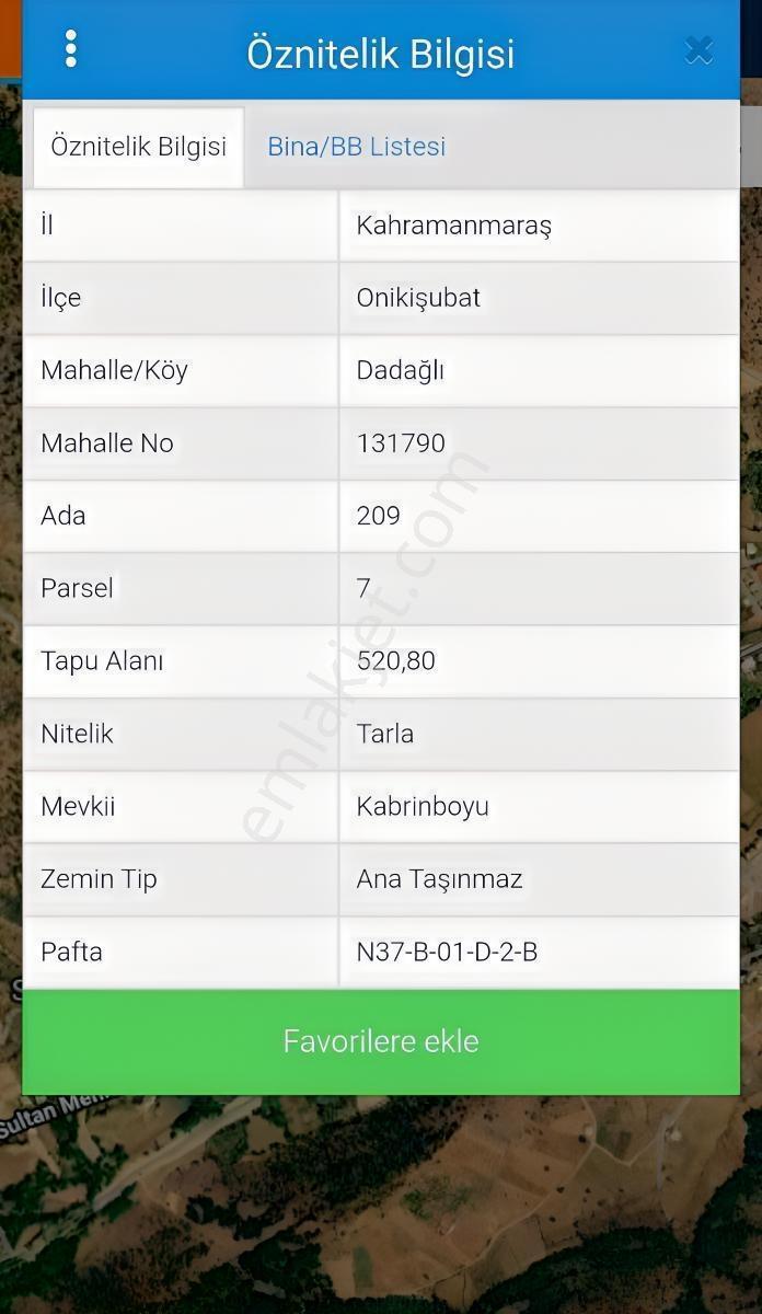 Yıldırım Emlaktan Dadağlı'da 520 M2 Satılık Tek Tapu Tarla — fotoğraf 5