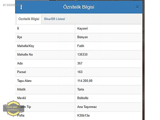 Fırsat Kayseri Bünyan Merkez De.tek Tapu 114.200m2 Satılık Tarla — fotoğraf 8