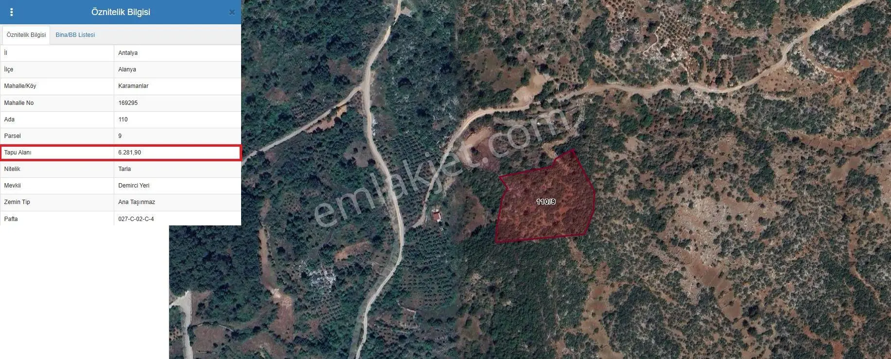 Satılık 6.281 M² Tarla Alanya-Karamanlar
