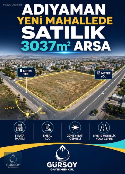 Adıyaman Yeni Mahallede Satılık Köşe Başı Arsa — fotoğraf 2