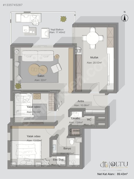Oltu City Beştepe Projesi 2.5+1 125m2 Balkonlu Satılık Daire — fotoğraf 2