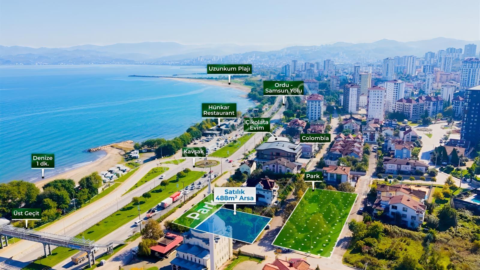 Fatsa Dolunay Sahile 1 Dk | 490 M² | Köşe Parsel Villalık Arsa