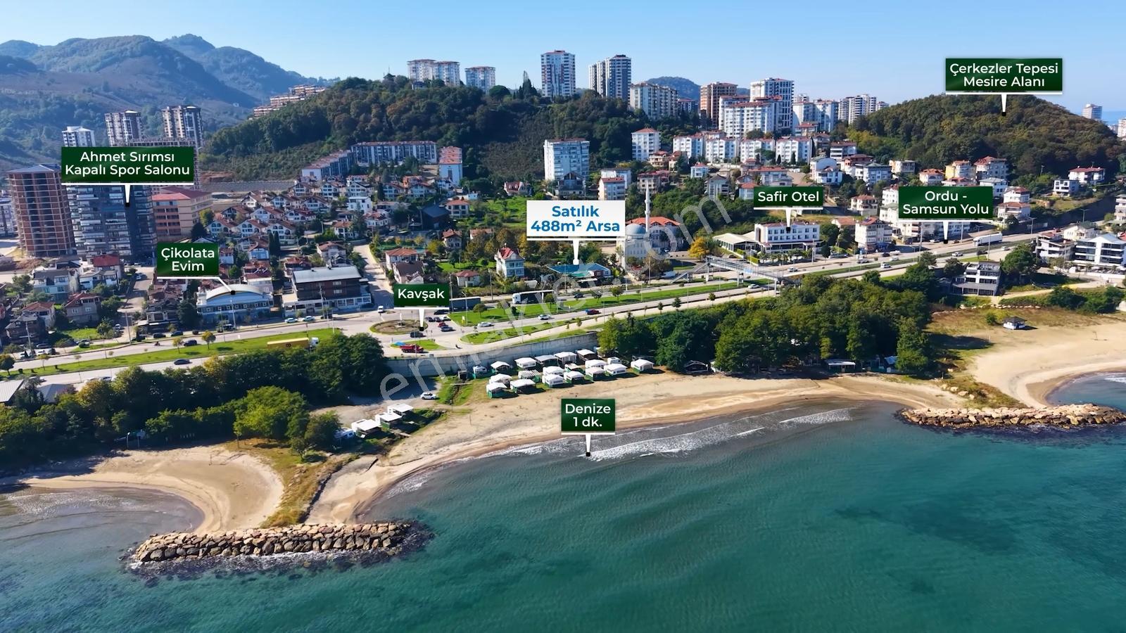 Fatsa Dolunay Sahile 1 Dk | 490 M² | Köşe Parsel Villalık Arsa — fotoğraf 2