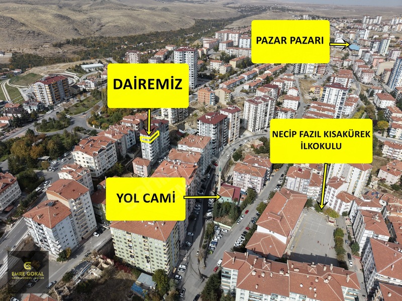E.Gökal İnönü Vali Yokuşu Altı 3+1 Full Yapılı Ara Kat Daire !