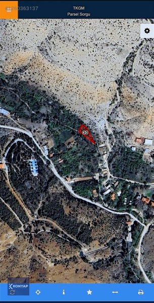 Meram Dere'de 590m2 Satılık Bahçe — fotoğraf 2