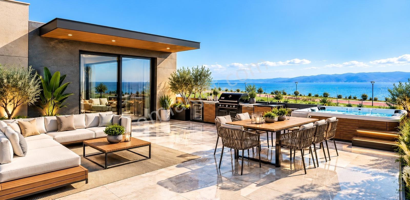 Denize Sıfır Villa 4+1 200 M² Teras Bahçe Özel Havuz Otopark
