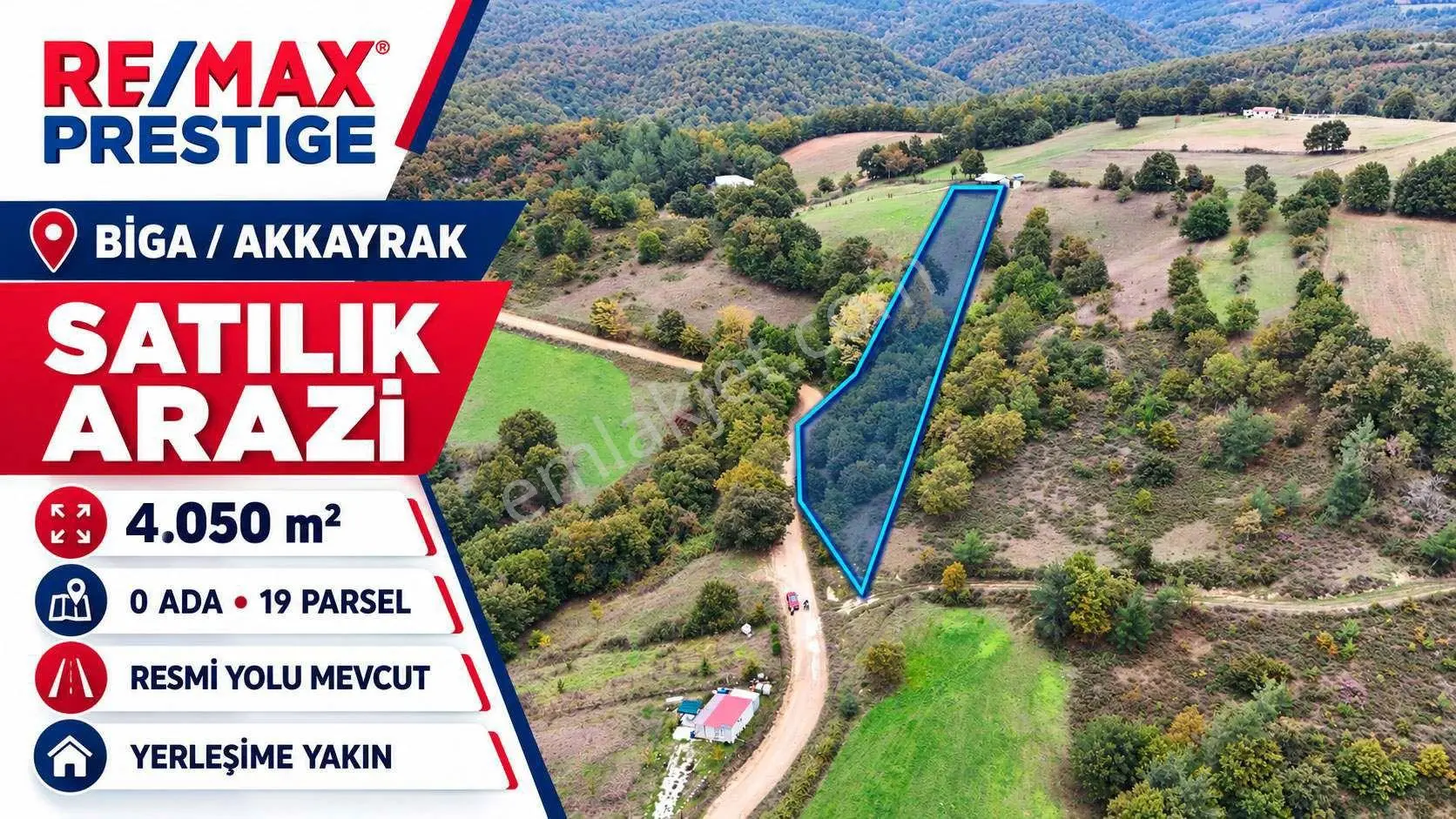 Biga Akkayrak’Ta Resmi Yolu Bulunan Satılık 4.050 M² Arazi