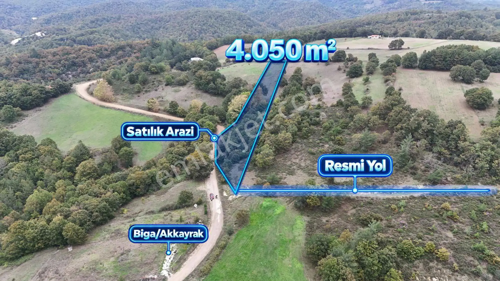 Biga Akkayrak’ta Resmi Yolu Bulunan Satılık 4.050 M² Arazi — fotoğraf 2