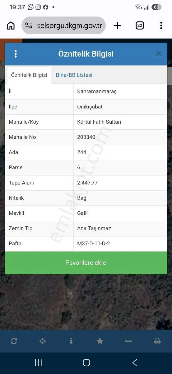 Onikişubat Kürtül Fatih Sultanda Satılık 2.447 M² Bağ Arazisi — fotoğraf 2