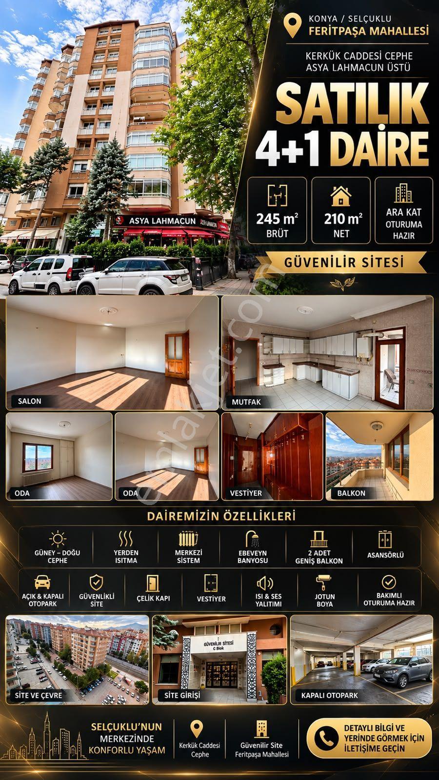 Kerkük Cadde Cephe Asya Lahmacun Üstü Güvenilir Sitesi Satılık Ara Kat 4+1 Oturu...