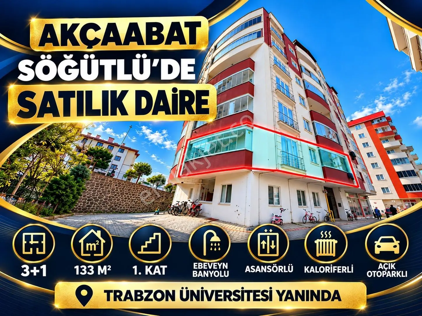 Akçaabat Söğütlüde Satılık 3+1 Daire