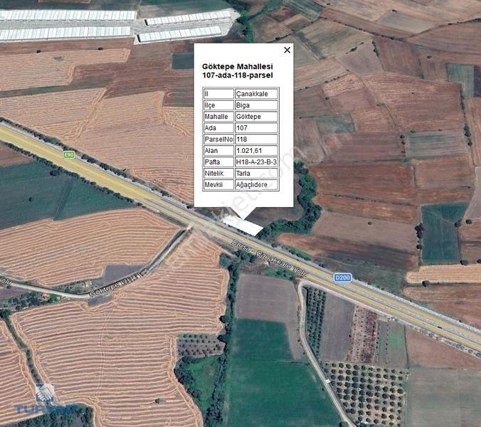 Biga Göktepede Ana Asfalt Üzerinde 1.021 M² Satılık Tarla — fotoğraf 5