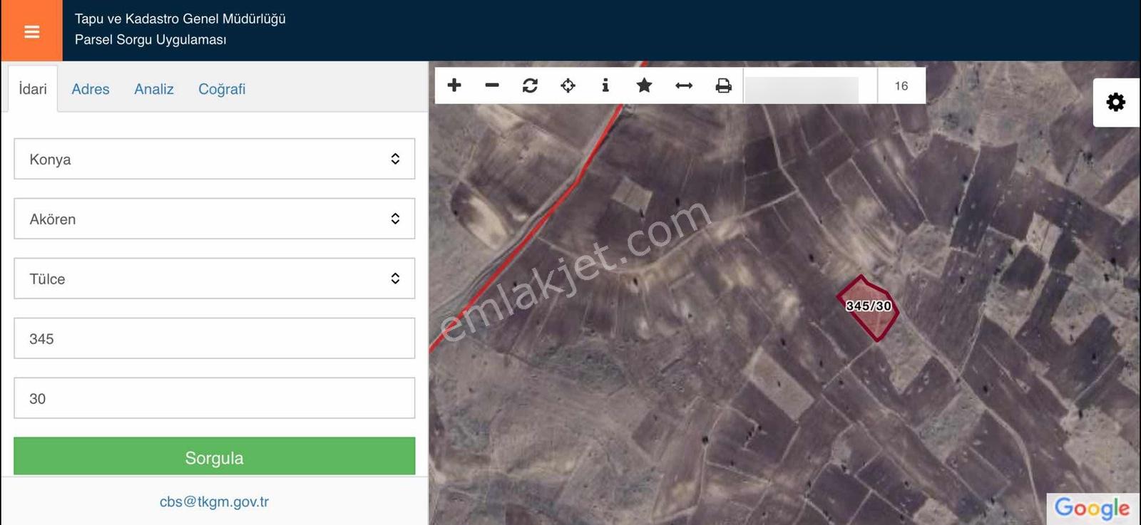 Akören Tülce Mh. Satılık Tarla