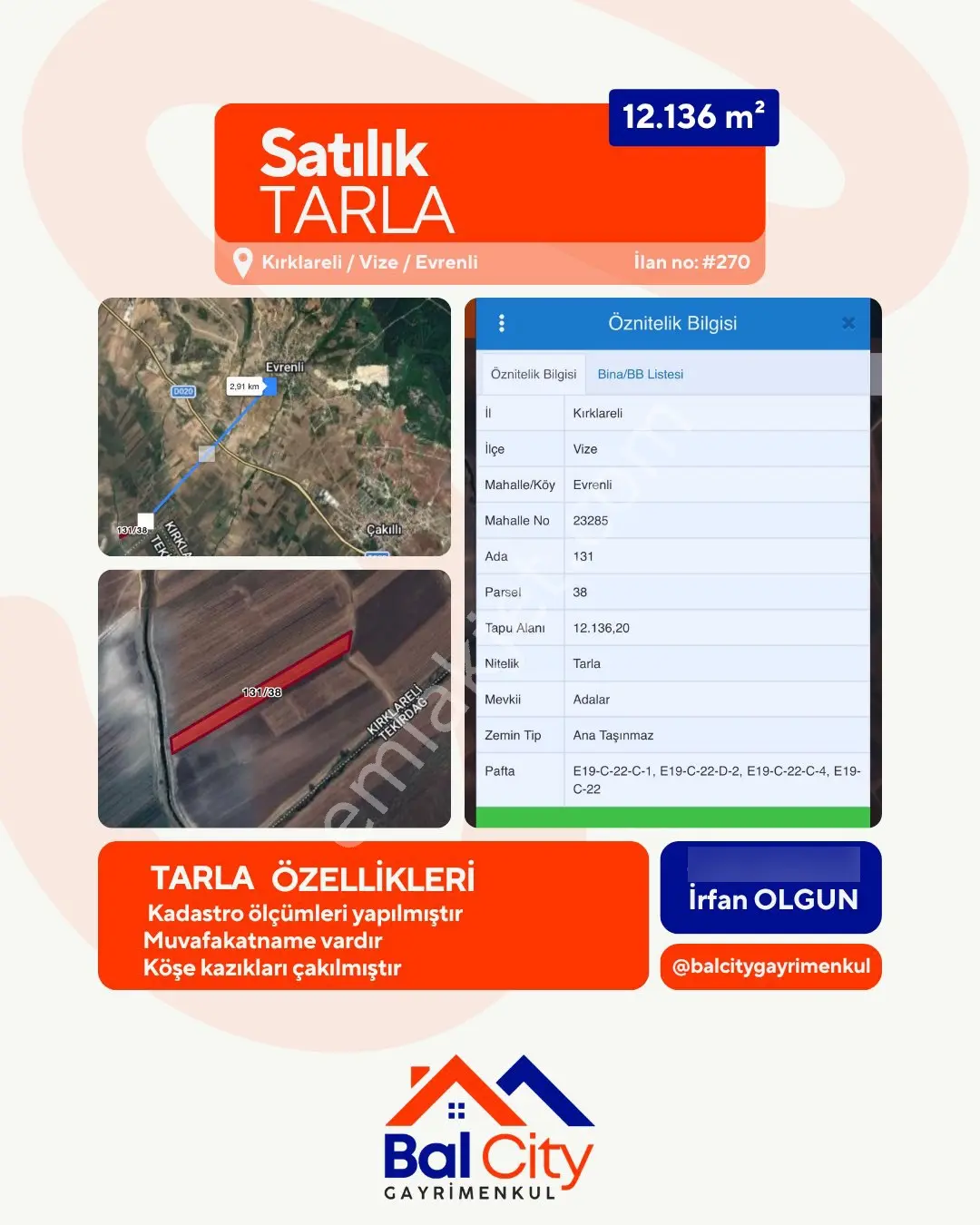 Balcity - Kırklareli Vize’De Çakıllı'Ya Komşu 606 M2 Fırsat Parsel!