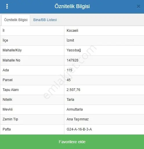 Konutix'ten İzmit Yassıbağ Mandıra'da %5 İmarlı Satılık Tarla — fotoğraf 2