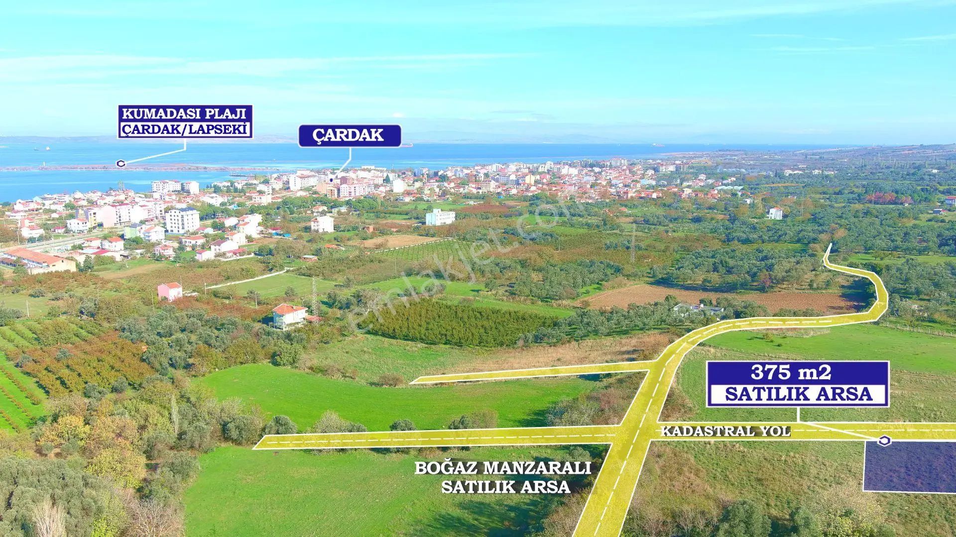 Lapseki Çardak'Ta Boğaz Manzaralı Satılık Arsalar