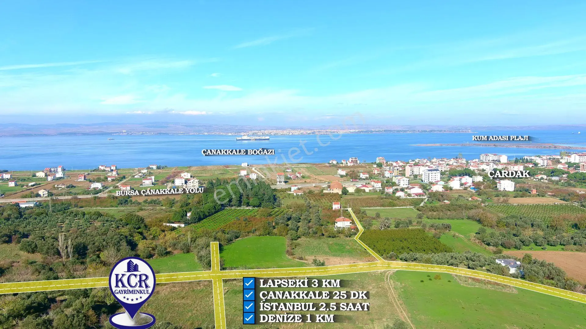 Lapseki Çardak'ta Boğaz Manzaralı Satılık Arsalar — fotoğraf 2