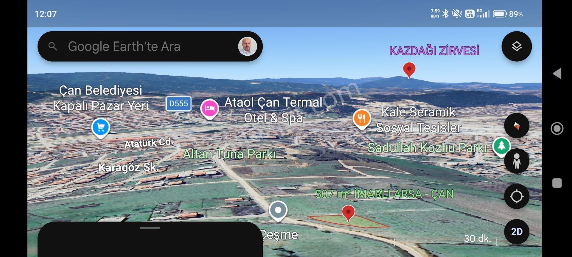 Kaz Dağları Ve Şehir Manzaralı 507 M² %40 2 Kat Villa İmarlı Köşe Arsa | Çanakkale Çan Osmanefendi — fotoğraf 10