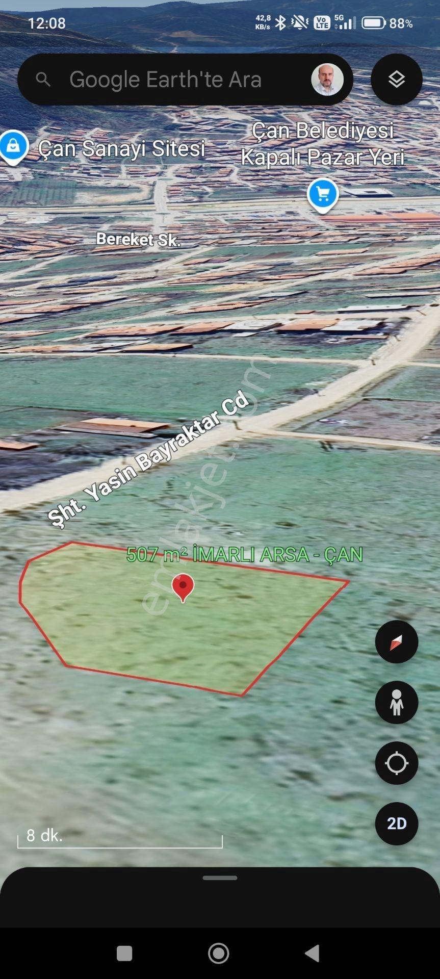 Kaz Dağları Ve Şehir Manzaralı 507 M² %40 2 Kat Villa İmarlı Köşe Arsa | Çanakkale Çan Osmanefendi — fotoğraf 11