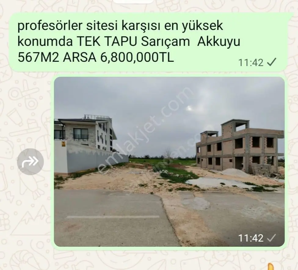 Kaçmaz Kelepir Tek Tapu Sarıçam Çınarlı Enuygun 499 M2 Villalık Ve Diğer Arsalar. — fotoğraf 8