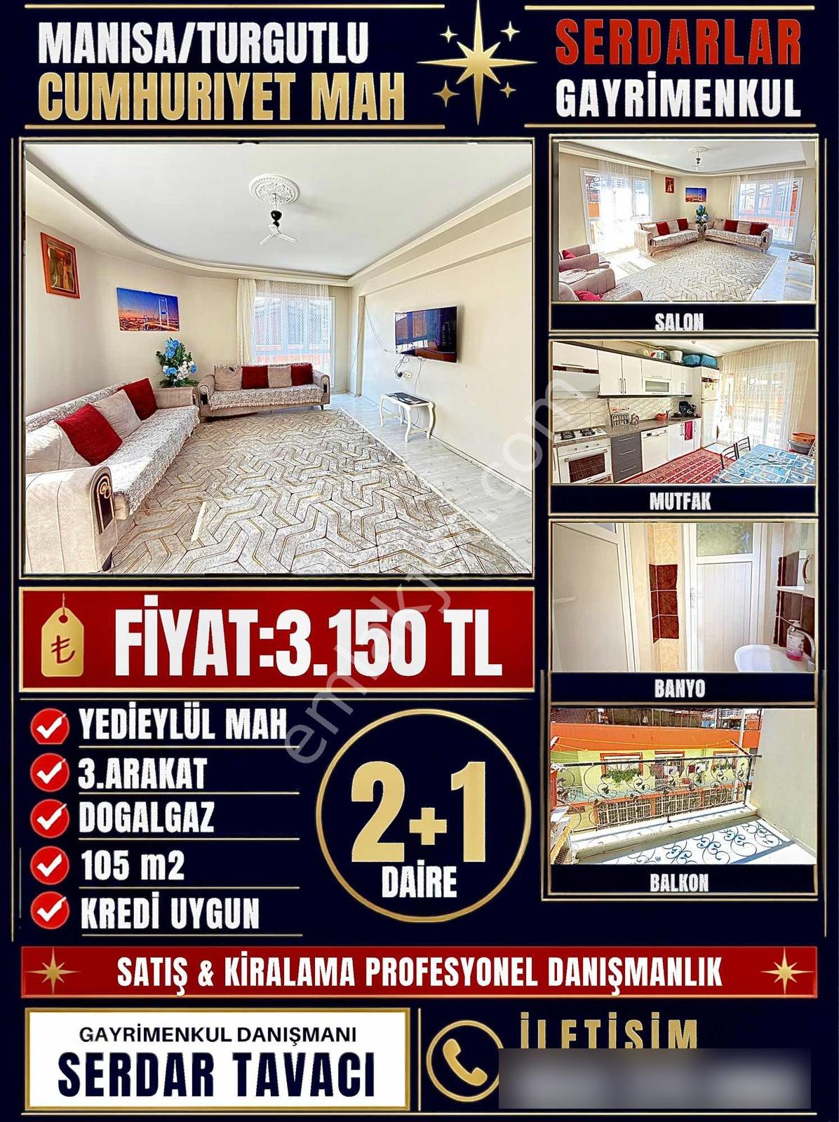 Serdarlar Gayrimenkul'Den 2+1 105 M2