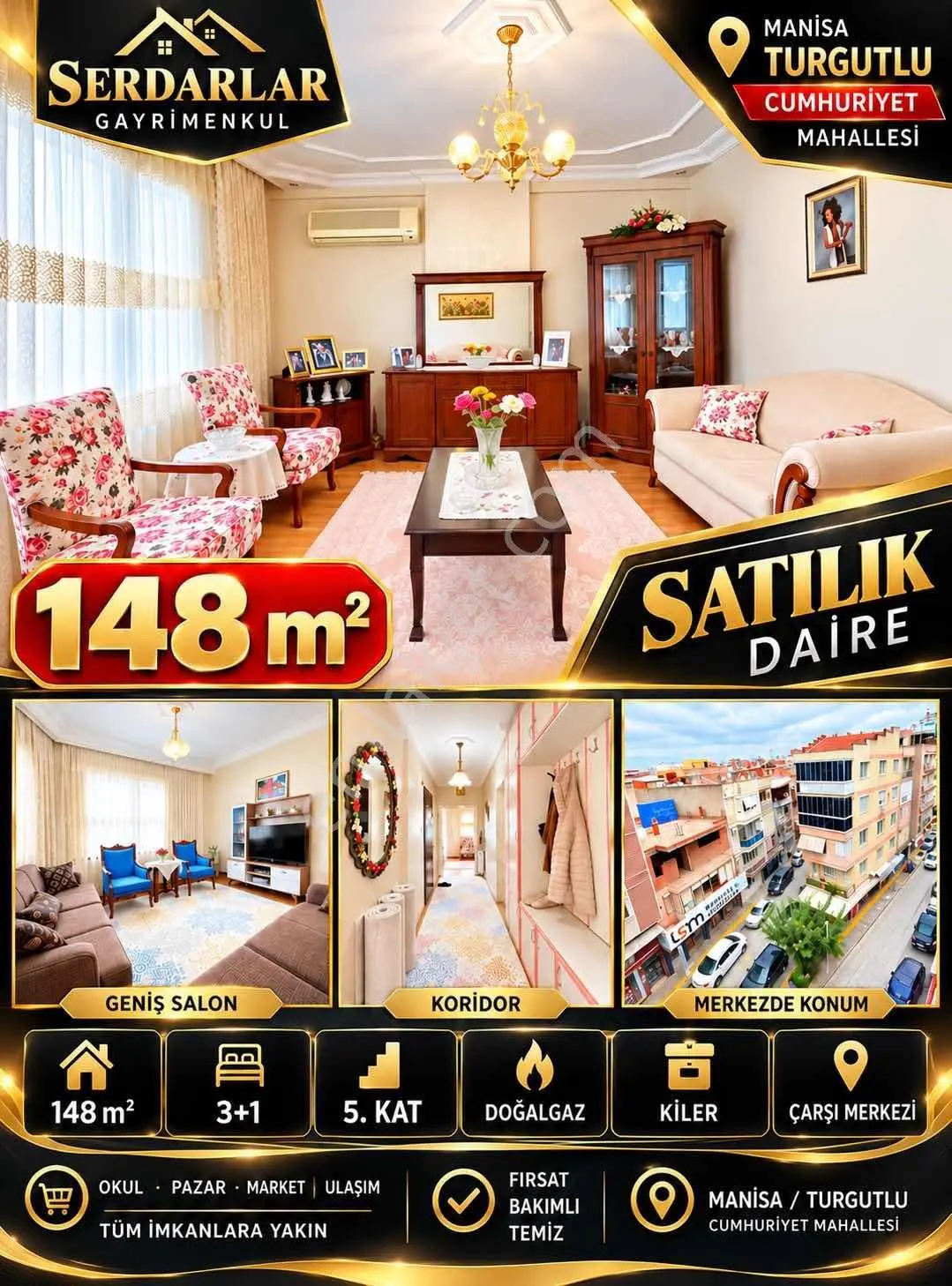 Serdarlar Gayrimenkulden 148 M2 Çarşı Merkez'De