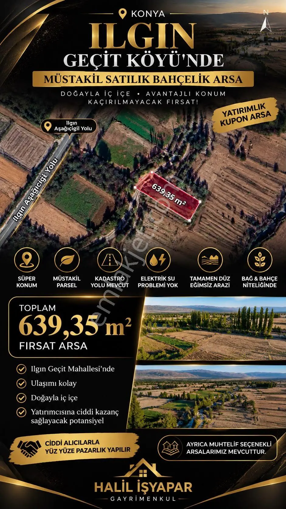 Konya Ilgın Geçit Köyün’De Mustakil Satılık Süper Konum Bahçelik Cazip Arsa