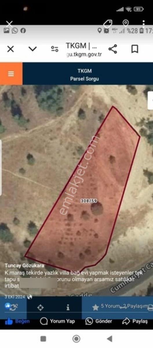 Tekirde Ana Yol Kenarı Satılık Villa Arsası