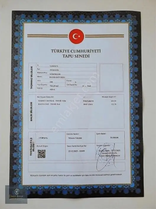 Civandan 19 Mayıs Yörüklerde Acil Satılık Arsa — fotoğraf 2