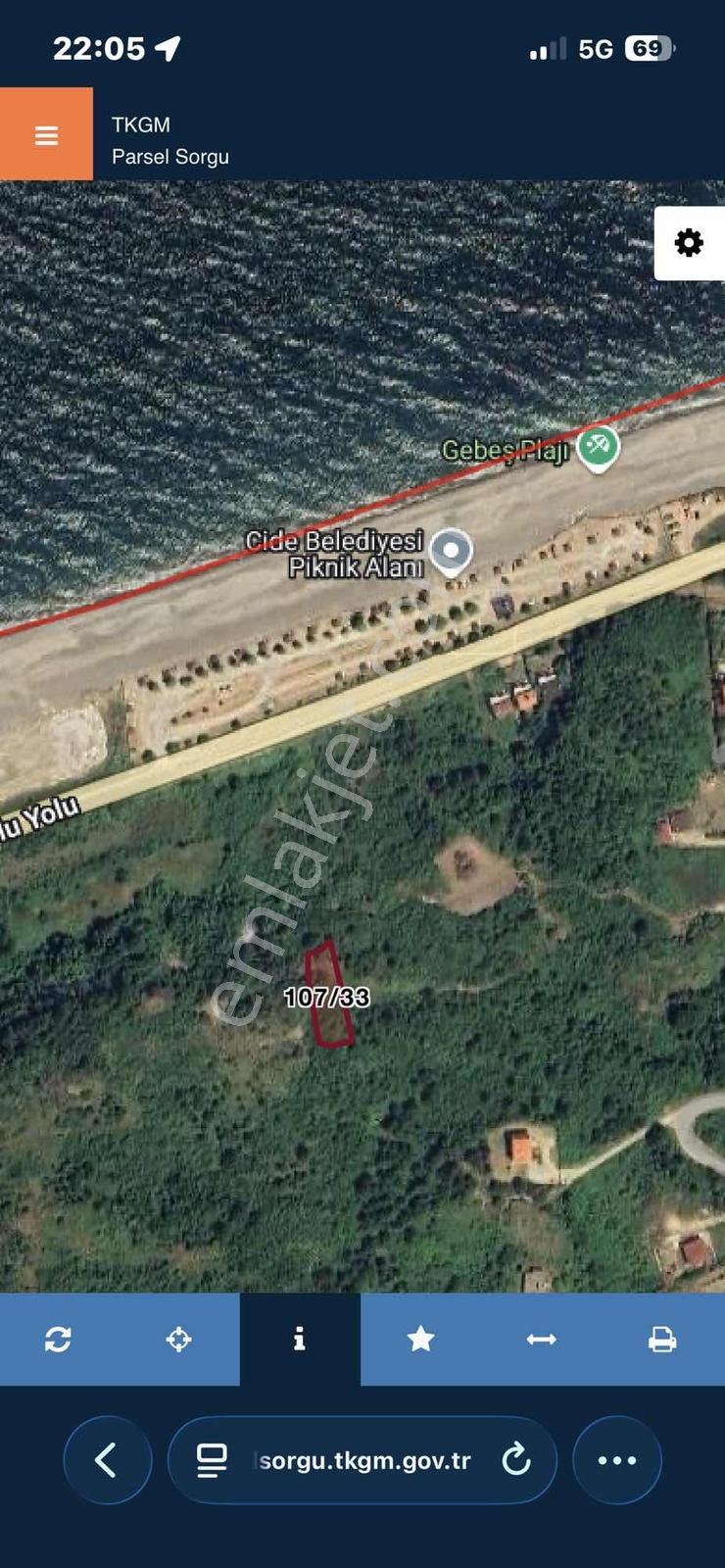 Cide Gebeş Mahallesi 668m2 Arsa
