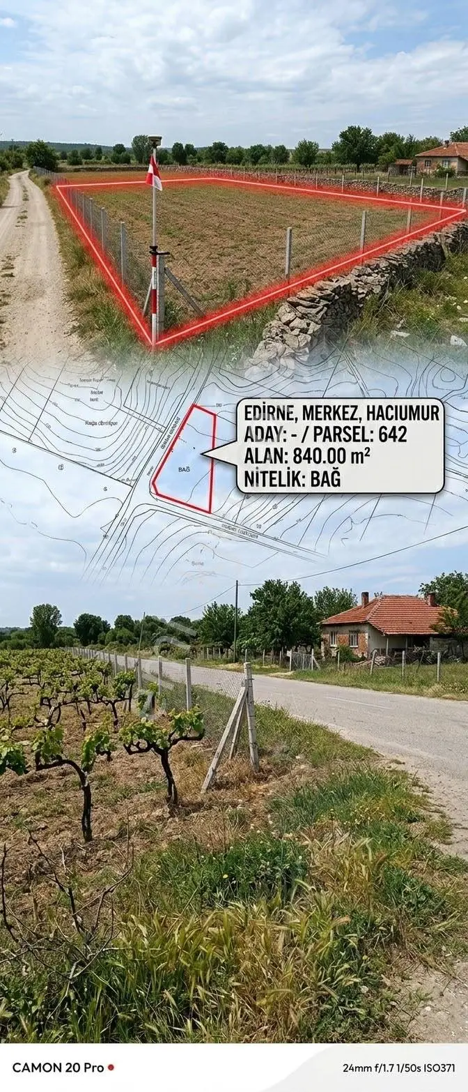 Edirne Merkez Hacıumur Köyünde Satılık 840 M² Bağ Bahçe — fotoğraf 2