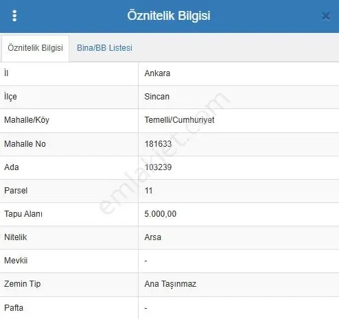 Sincan Temelli Cumhuriyette Sanayi İmarlı Parselde 178,32 M²