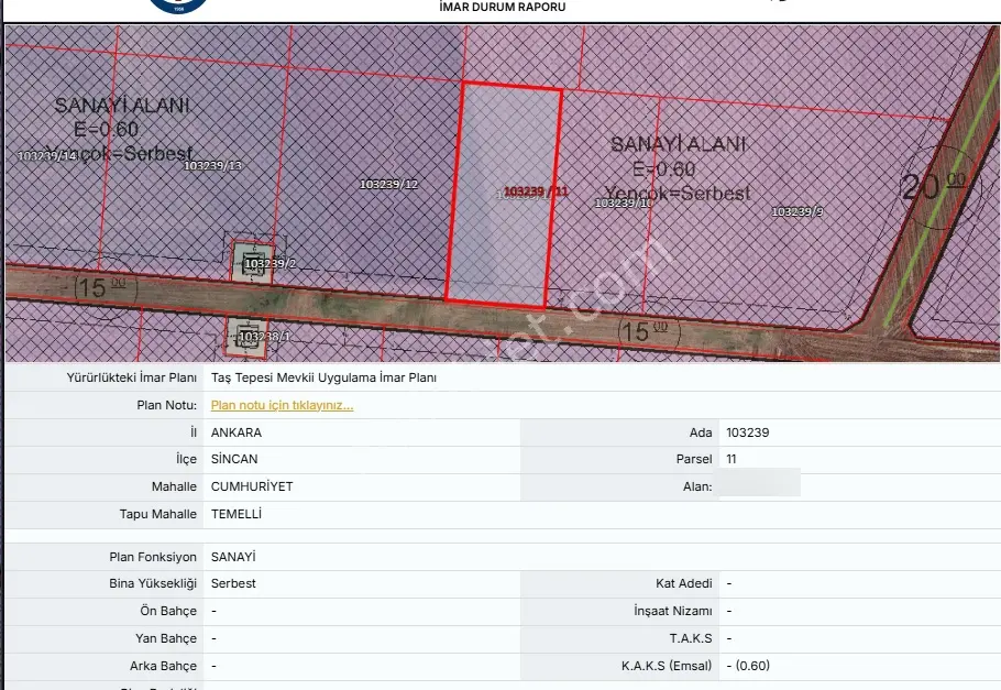 Sincan Temelli Cumhuriyette Sanayi İmarlı Parselde 178,32 M² — fotoğraf 3