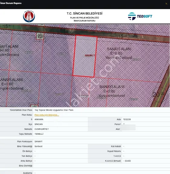 Sincan Temellide Sanayi İmarlı Parselde 118 M² Arsa Hissesi — fotoğraf 4