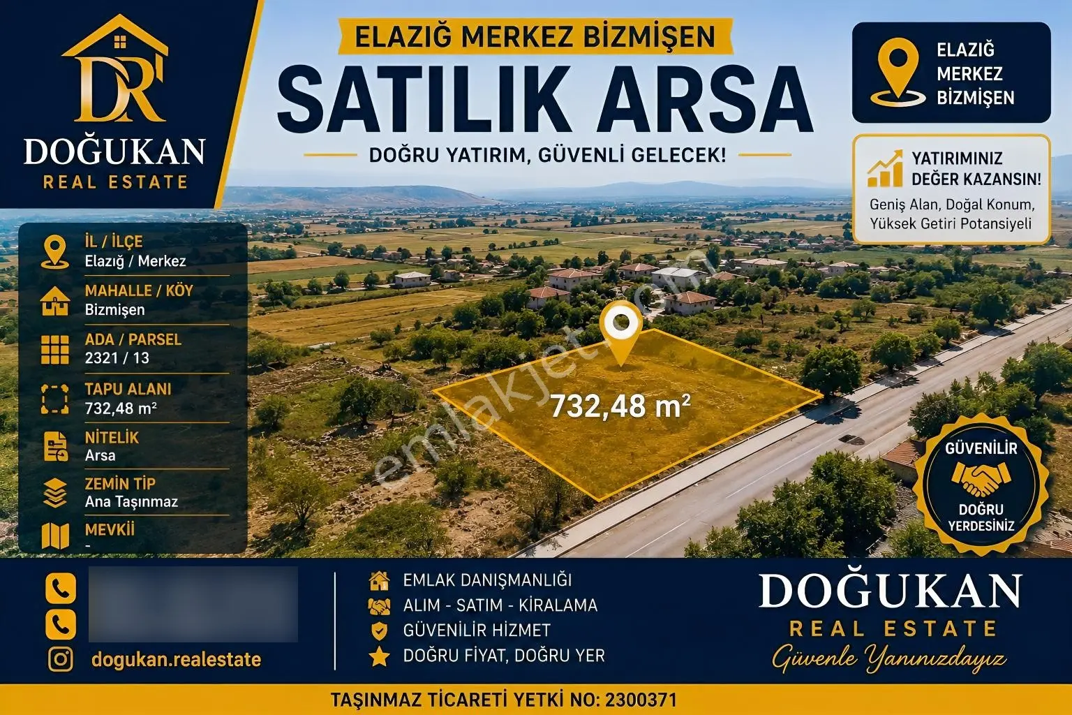 Doğukan Real Estate | Bızmişen 732m² Satılık Arsa — fotoğraf 2
