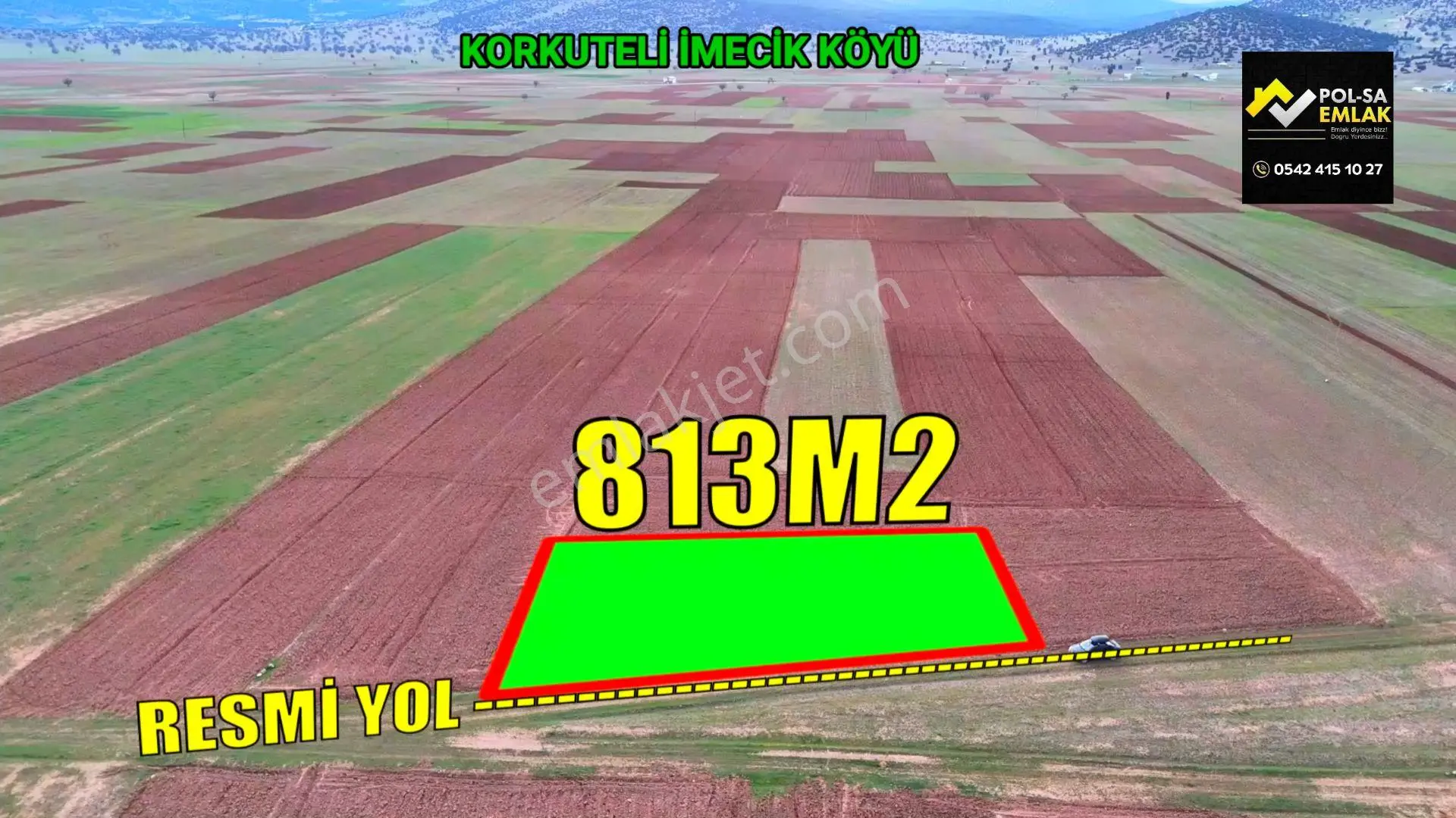 Korkuteli İmecik De Satılık 813m2 Tarla Resmi Yol Var