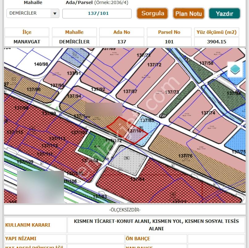 Manavgat Demircilerde 1/1000 Plan İçinde 3.904 M² Köşe Parsel — fotoğraf 7
