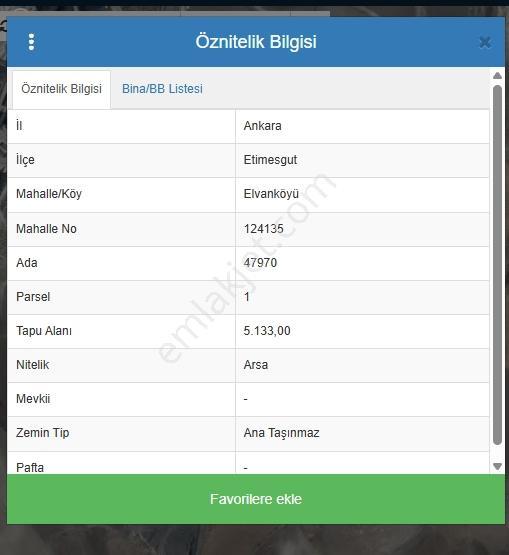 Etimesgut Elvanköyünde Satılık Villa Parseli