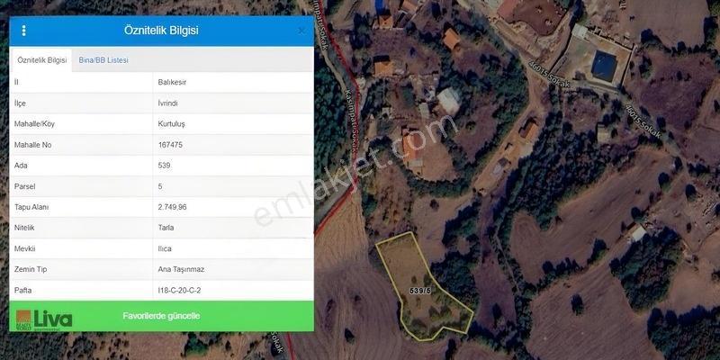 Balıkesir İvrindi Kurtuluş Mahallesinde 2.750 M² Müstakil Tarla